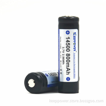 KeepPower 3.7V 800mAh 14500 li-ion battery protected P1450C for flashlight